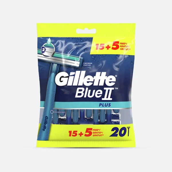 شفرة جيليت بلو 2 بلس gillette blue للحلاقة للرجال | 20 قطعة
