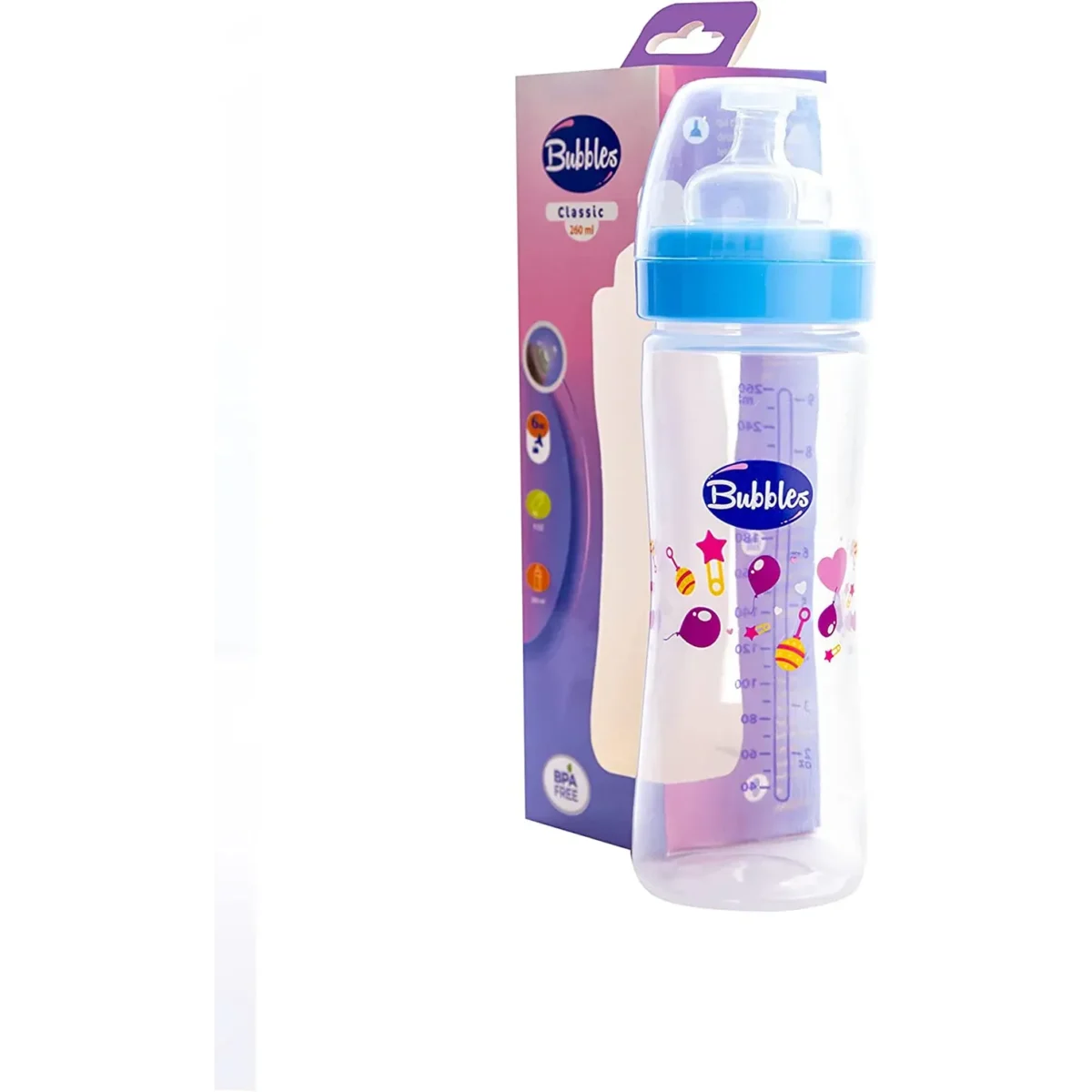 Lomixa Health Care - bubbles classic feeding bottle without handles blue 260ml se5p 01726315399