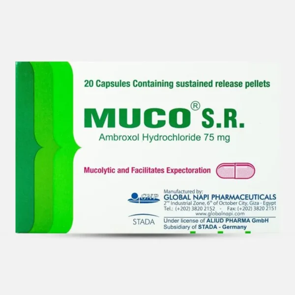 دواء ميوكو اس ار muco sr دواء مذيب للبلغم للكحة | 20 كبسولة