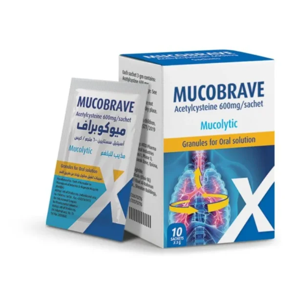 ميوكوبراف 600 مجم mucobrave فوار مذيب للبلغم | 10اكياس