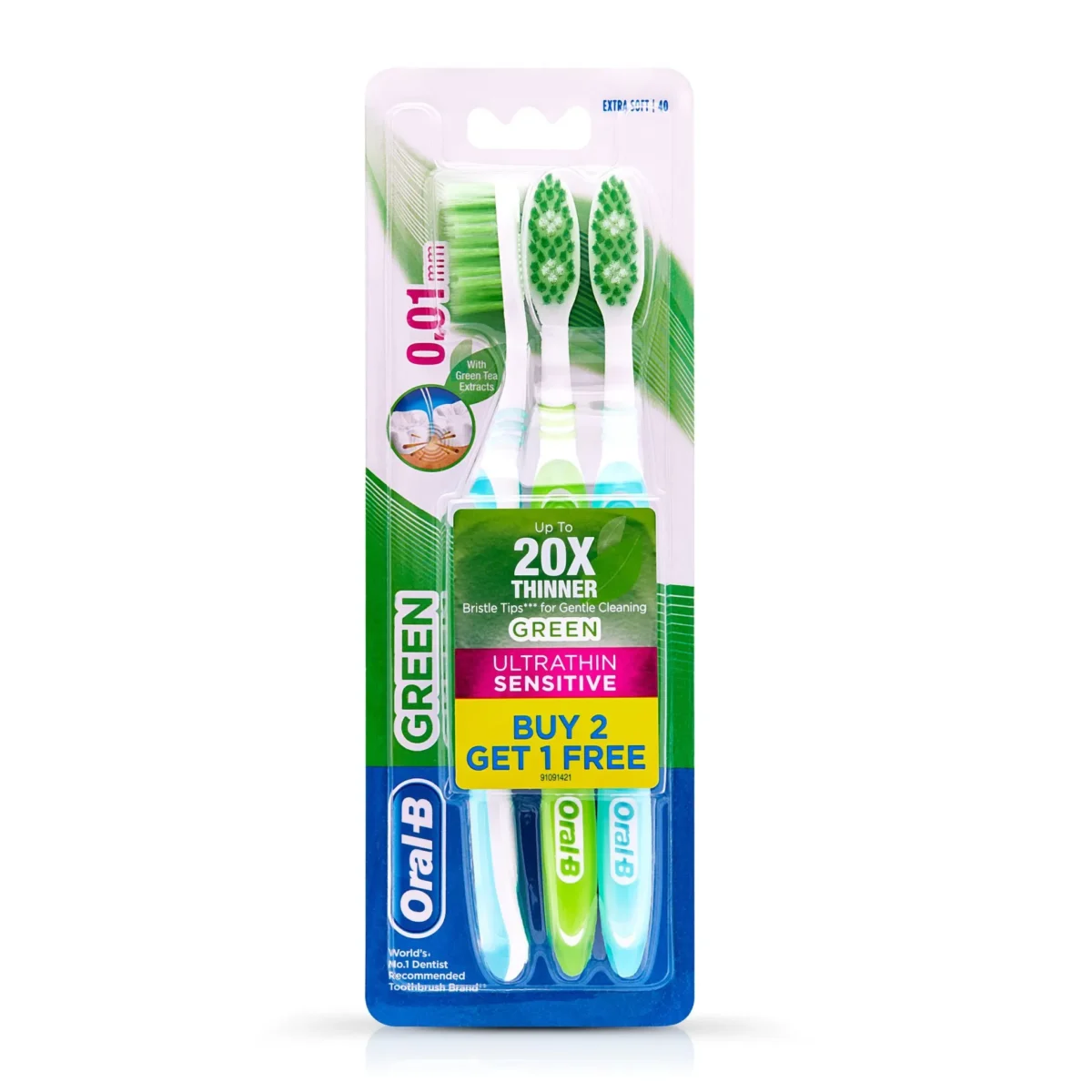 Lomixa Health Care - oral b toothbrush ultrathin set green 3 pieces yiwy 01653315645
