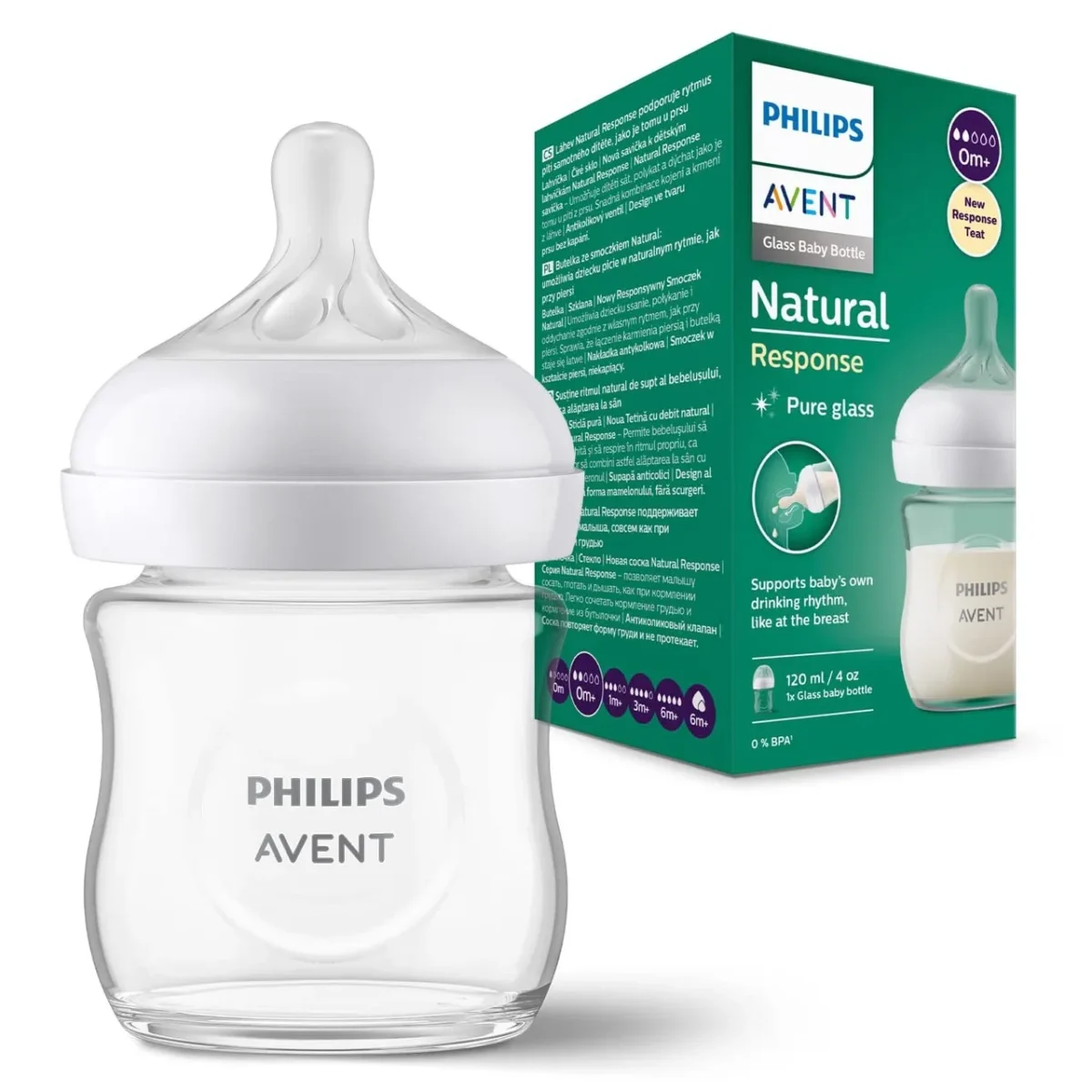 Lomixa Health Care - philips avent natural response glass baby bottle 0m 120ml umdp 01730287790
